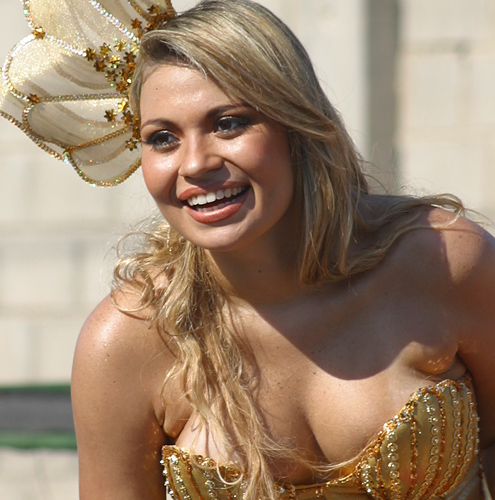 Colombian woman celebrating during the Barranquilla Carnival