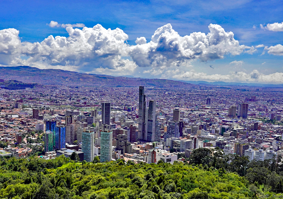 Bogota highrise in the foreground of the city