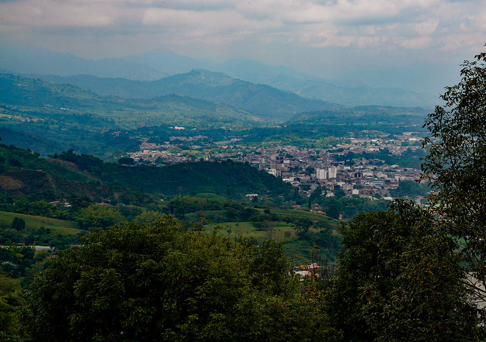 Vista of Calarca, Colombia on a cloudy day