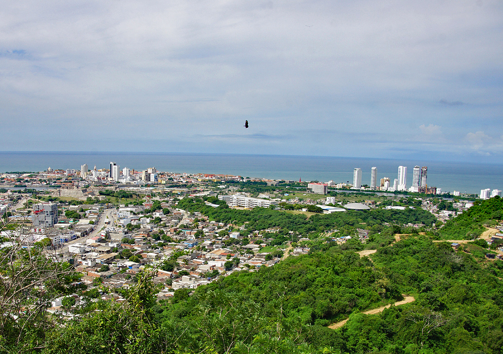 A vista of the north-east section of Cartagena and the ocean