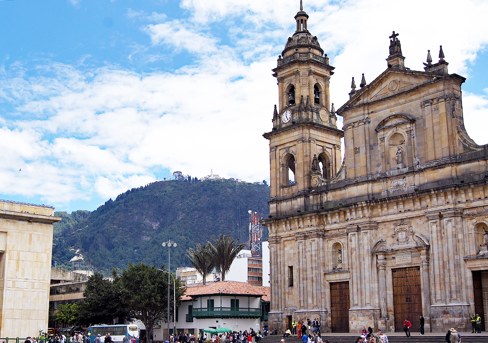 The Catedral Primada in the foreground and the church of Monserrate in the background