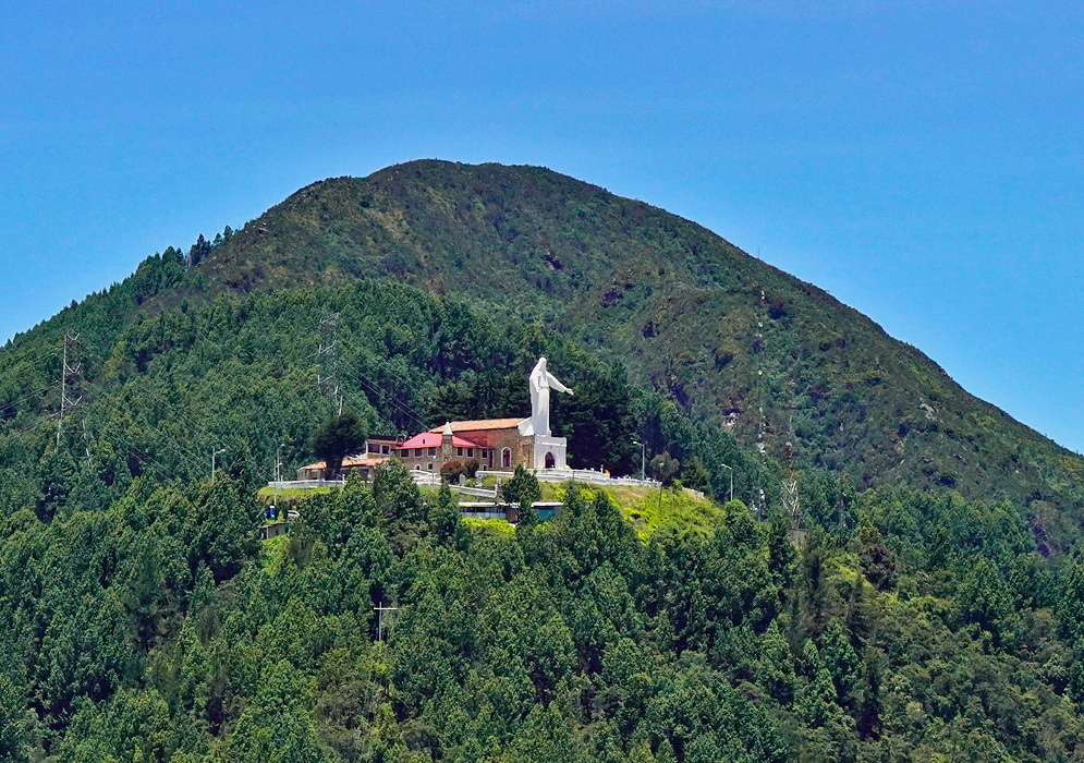Cerro de Guadalupe Bogotá Cerro de Guadalupe above Bogotá with the white Virgin Mary statue and sanctuary surrounded by forest