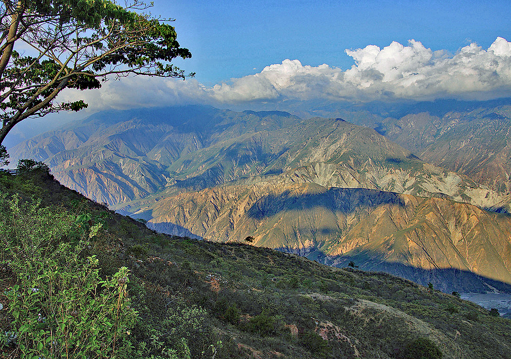 Chicamocha mountains in a cloudy day and showing some vegetation