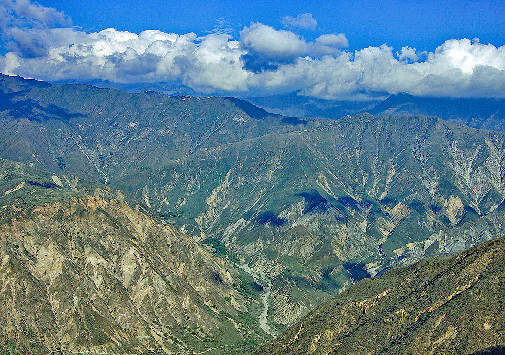 Chicamocha mountains in a cloudy day close-up