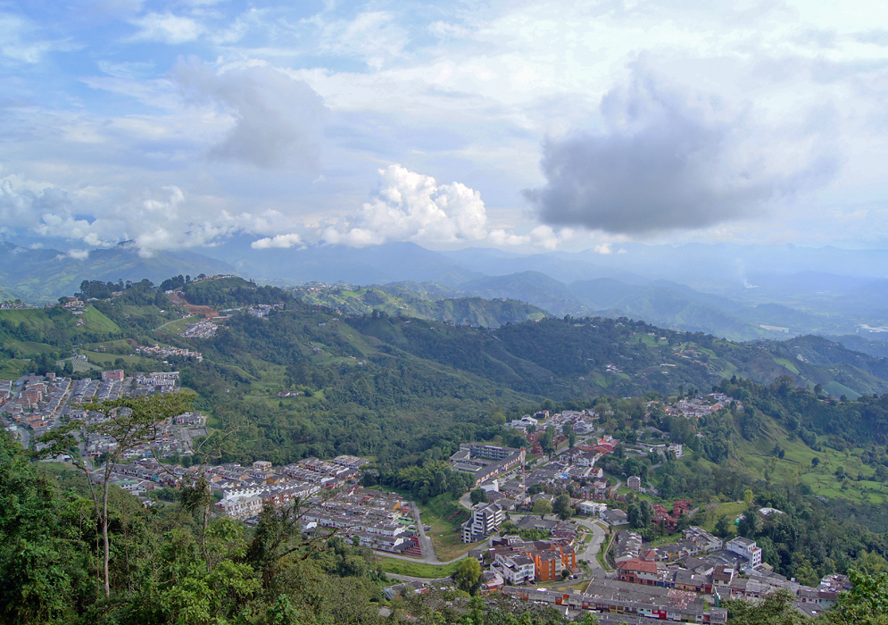 The terrain dropping from western Manizales