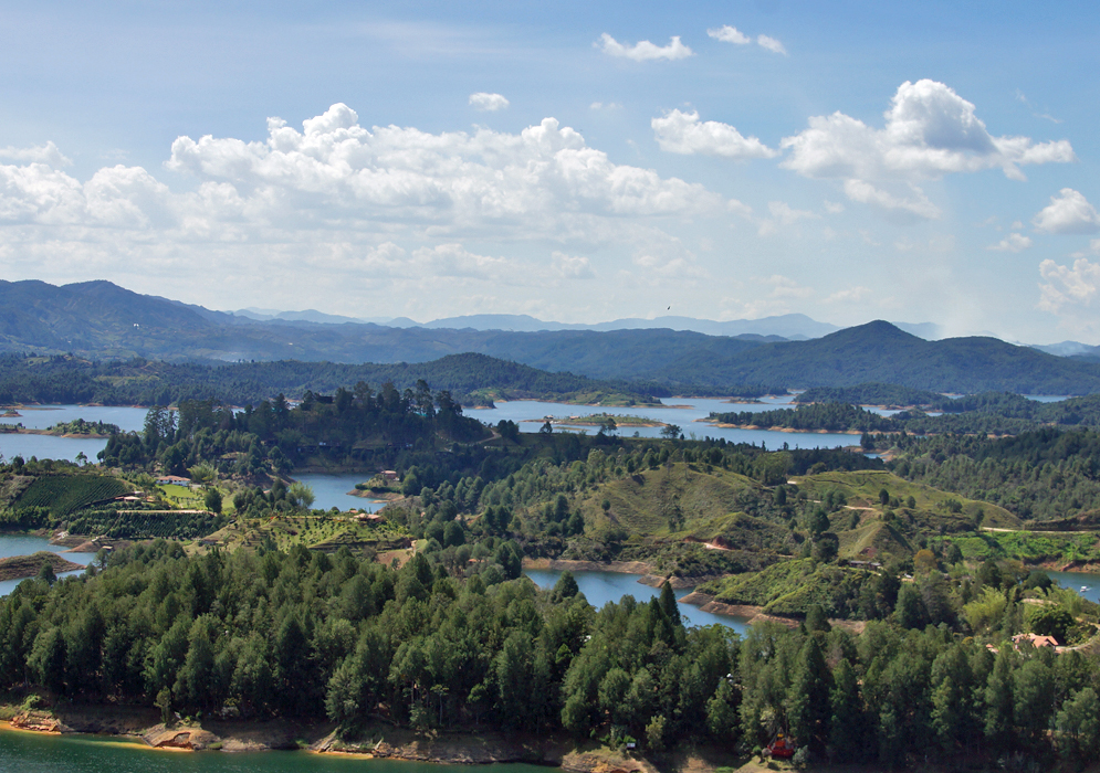 Guatape's landscape to the lake and trees