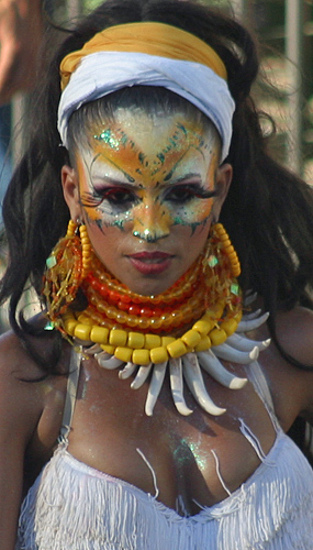 Carnival woman dressed in blue