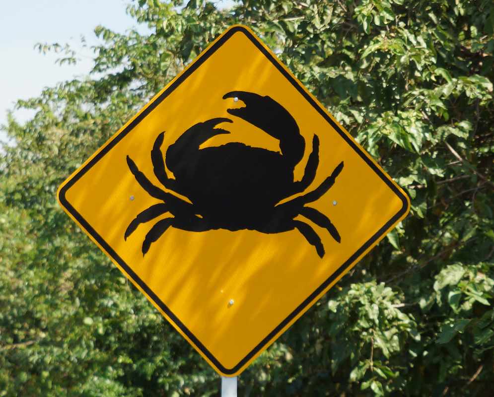 Colombian road sign of a crab