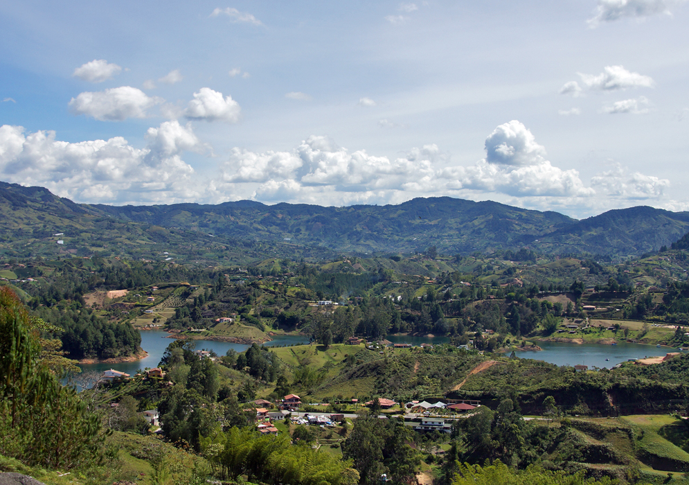 Guatape's landscape to the lake and mountains