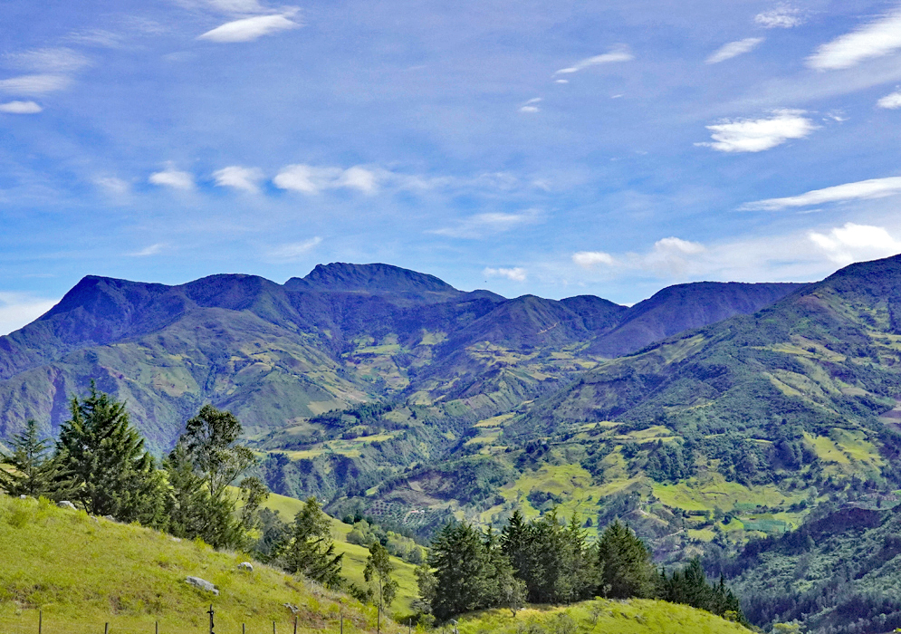 Green mountains and blue sky