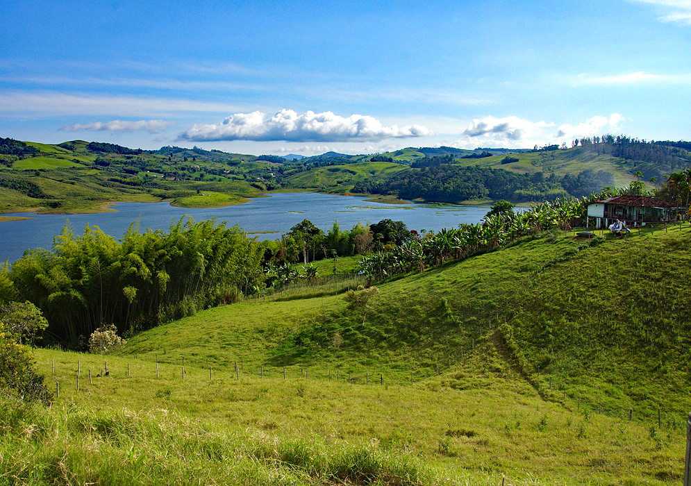 Green hills at the Calima lake