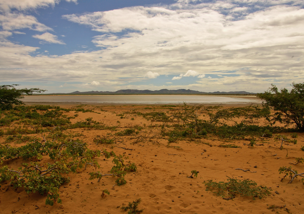 Guajira lake, sand and mountains