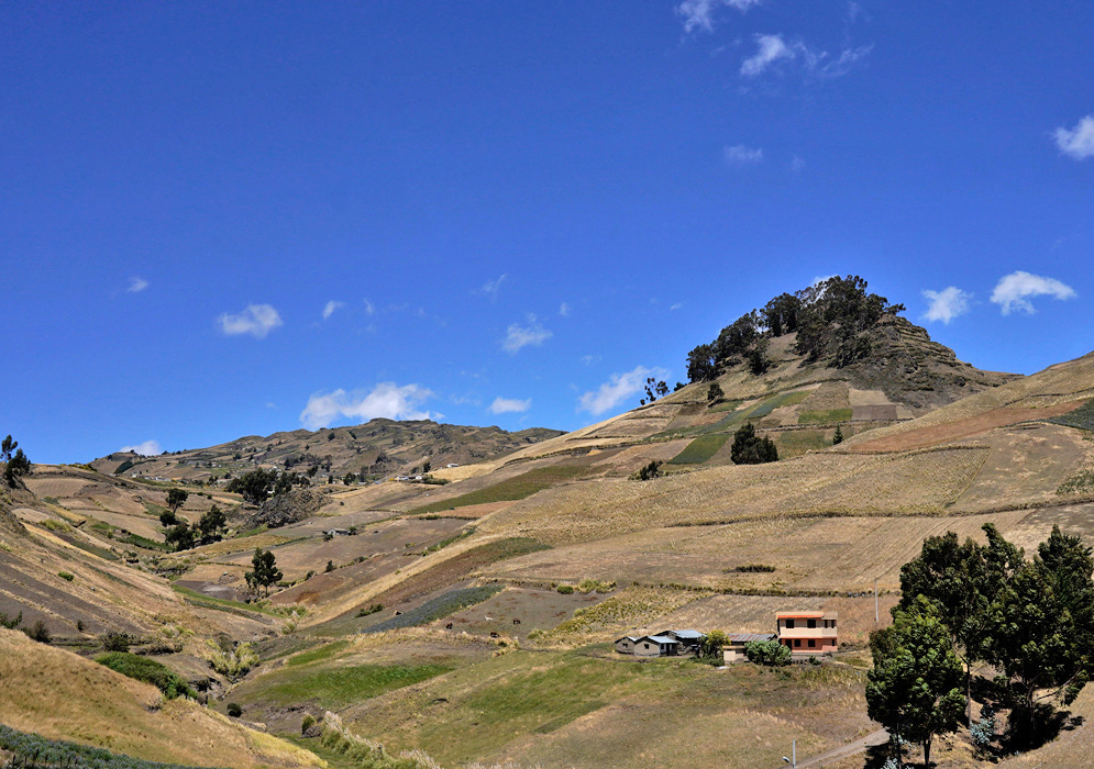 Guangaje Valley Landscape Verdant valley bottom meets golden slopes as trees and farm plots spread through the Guangaje region