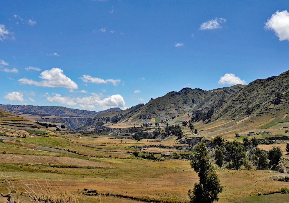 Guangaje Ridge And Farmlands Cultivated slopes and tree-dotted ridgelines stretch across the rural Andean landscape near Guangaje