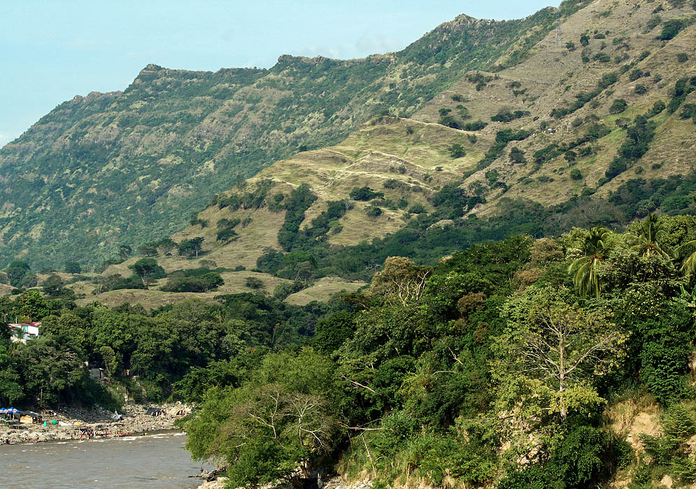 River Magdalena and hills northwest of Honda, Colombia