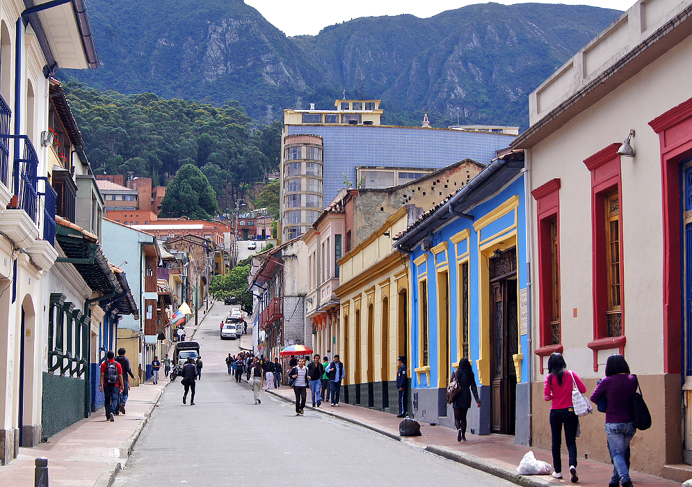 A typical street in the La Candelaria district of Bogotá