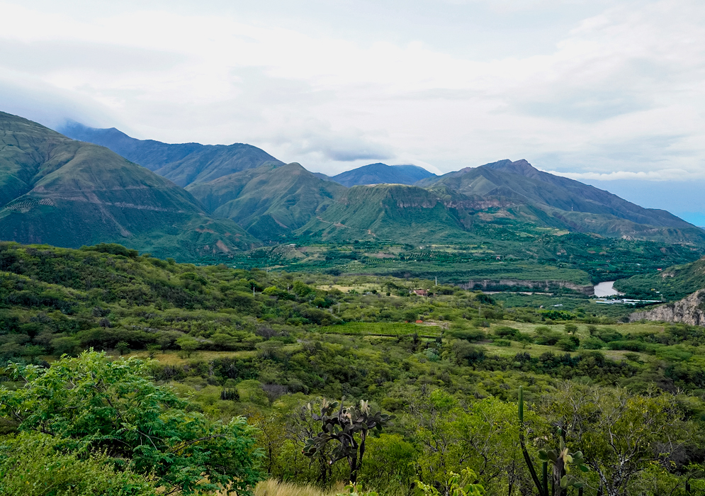 Vista of mountains and valley in Narino, Colombia