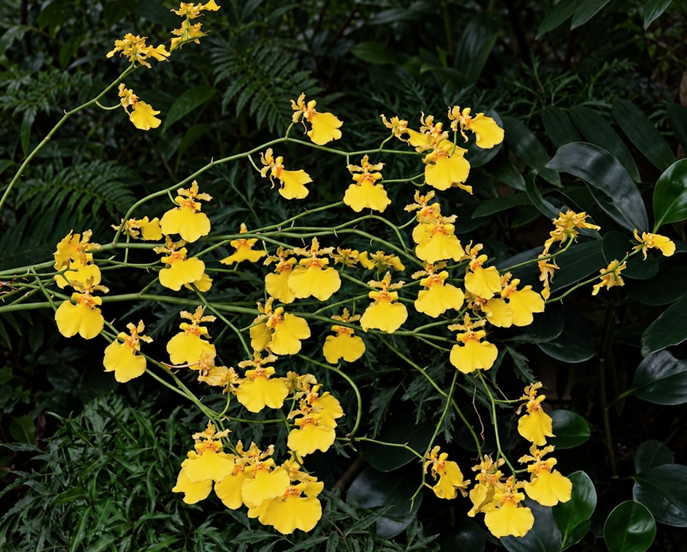 Oncidium Gower Ramsey has an arching yellow orchid spray