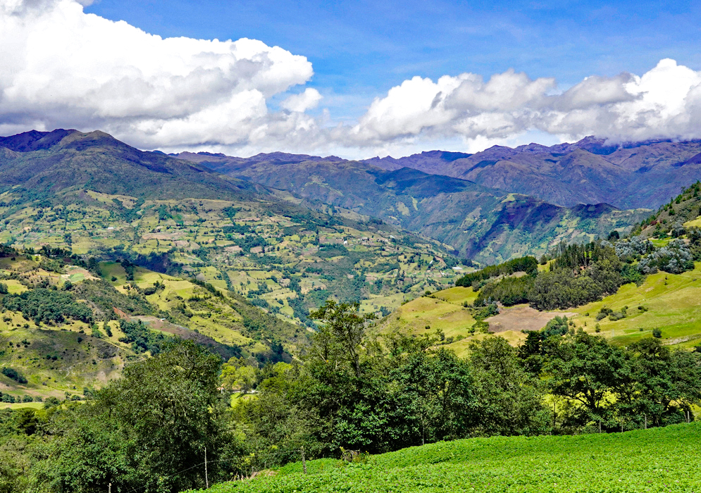 Farmland and mountains in the Andes