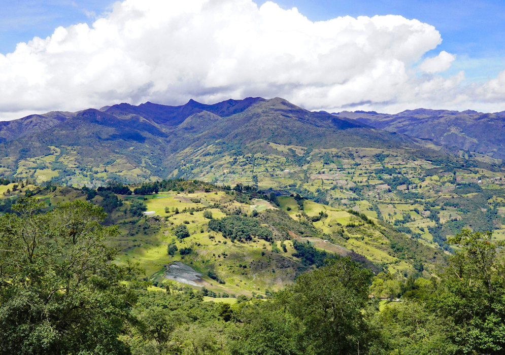 Farmland reaching towards the heights of the Andes