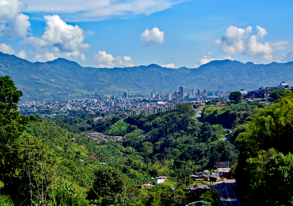 Pereira Colombia on a clear day with mountains in the background