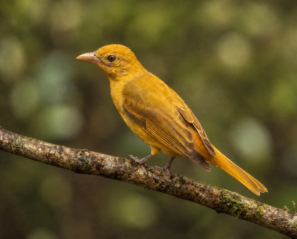Piranga rubra Female Side Profile A Piranga rubra female perched in profile with her face and yellow-olive plumage visible