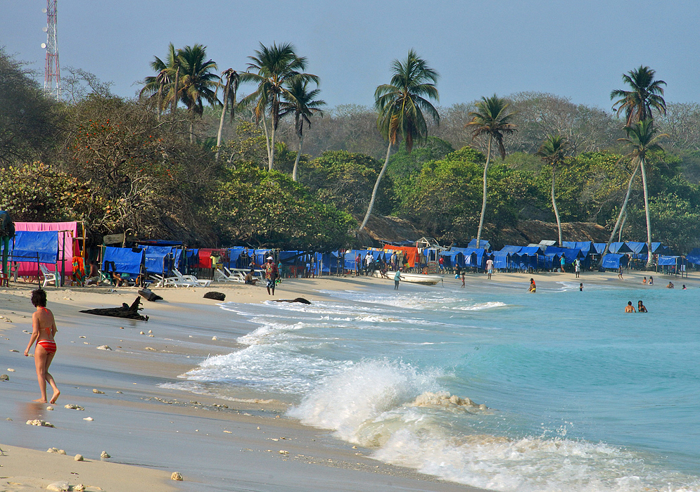 Playa Blanca and vendor tents along the beach