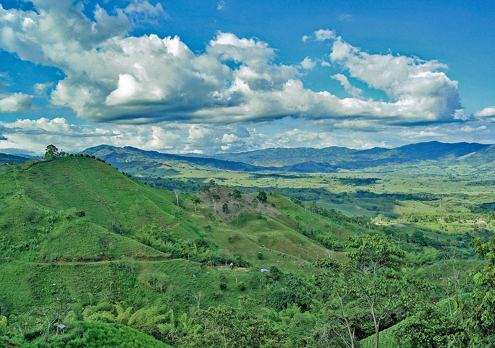 Looking northeast towards the Risaralda Valley in Colombia